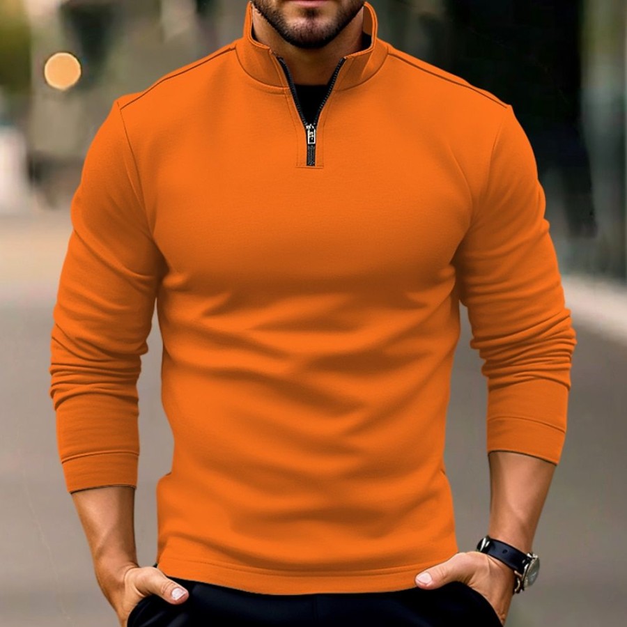 T-Shirts Et Debardeurs Pour Hommes LITB | Homme T Shirt Tee Demi-Chemise Zippee T-Shirt Chemise A Manches Longues Plein Quarter Zip Plein Air Vacances Manche Longue Vetement Tenue Mode Design Basique Halloween