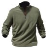 Sweats A Capuche Et Sweat-Shirts LITB | Homme Sweat Shirt Laine Polaire Sweat-Shirt Quart De Fermeture Eclair Demi Fermeture Eclair Bloc De Couleur Patchwork Poche Sport & Loisir Du Quotidien Vacances Vetement De Rue Vert Veronese