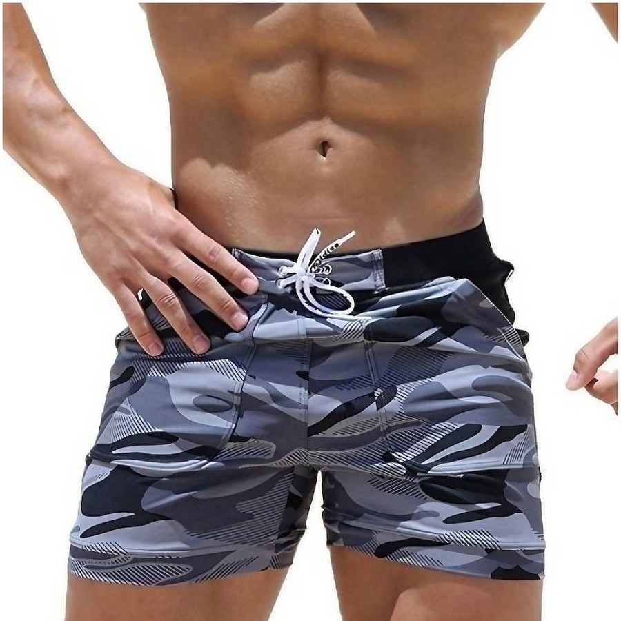 Bas Pour Hommes LITB | Homme Surf Boardshort Short De Bain Short De Bain Short D Ete Short De Plage Patchwork Taille Elastique Camouflage Sechage Rapide Court Du Quotidien Gymnastique Baignade Chic Et Moderne Casual Sport