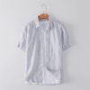 Boutique De Linge LITB | Homme Chemise Chemise Lin Chemise Decontractee Chemisette Chemise D Ete Manche Courte Plein Revers Ete Casual Du Quotidien Vetement Tenue Gris Claire