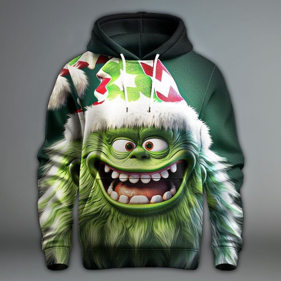 Sweats A Capuche Et Sweat-Shirts LITB | Dessin Anime Mode Homme Impression 3D Sweat A Capuche Vacances Sortir Sweats A Capuche Manches Longues A Capuche Imprime Poche Avant Printemps Automne Sweat A Capuche Designer Vert