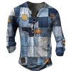 T-Shirts Et Debardeurs Pour Hommes LITB | Graphic Mosaique Mode Du Quotidien Decontractees Homme 3D Effet Chemise Henley Shirt Casual Vacances Sortie T-Shirt Manche Longue Henley Chemise Printemps & Automne Vetement