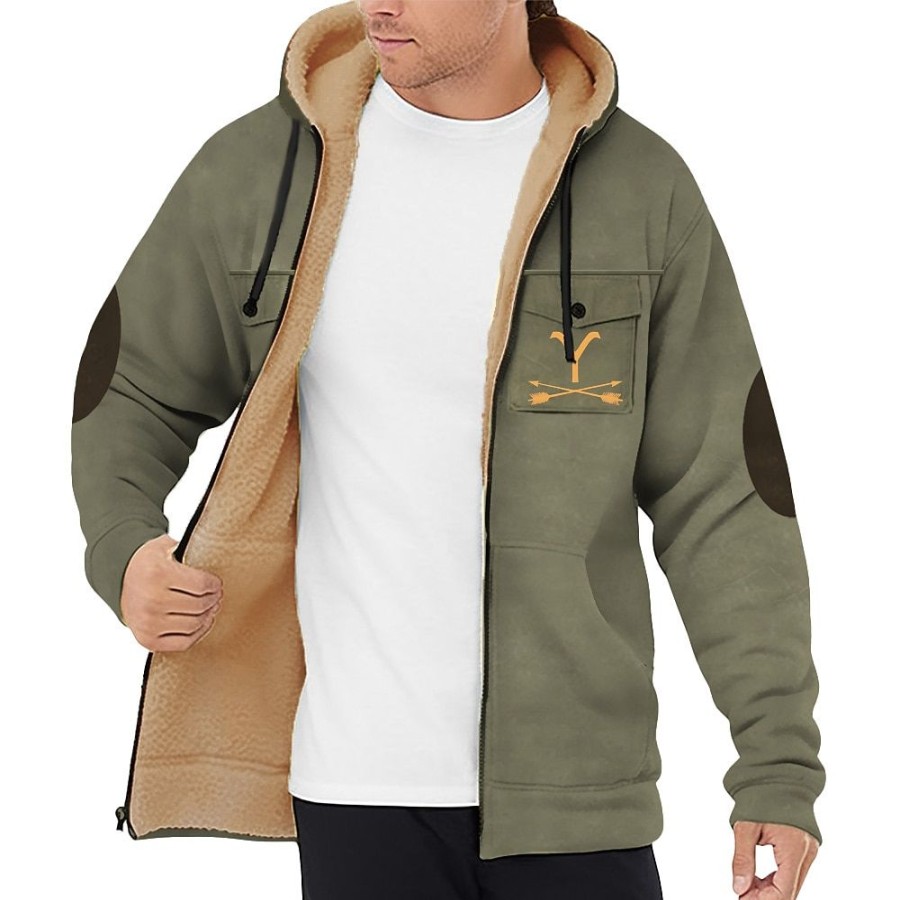 Sweats A Capuche Et Sweat-Shirts LITB | Imprimes Photos Cowboy Homme Du Quotidien 3D Effet Sweat A Capuche Zippe Vacances Sortie Sweats A Capuche Manche Longue Capuche Multi Poche Toison Hiver Designer Sweat A Capuche