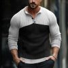 T-Shirts Et Debardeurs Pour Hommes LITB | Homme T Shirt Tee Chemise Henley Shirt T-Shirt Chemise A Manches Longues Bloc De Couleur Bande De Fosse Henley Plein Air Vacances Manche Longue Patchwork Vetement Tenue Mode Design Basique