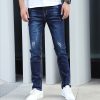 Bas Pour Hommes LITB | Homme Jeans Pantalon Pantalons En Denim Zippe Poche Dechire Plein Confort Respirable Exterieur Du Quotidien Sortie Mode Decontractees Bleu De Minuit