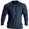 T-Shirts Et Debardeurs Pour Hommes LITB | Homme T Shirt Tee T-Shirt Chemise A Manches Longues Bloc De Couleur Col Mao Plein Air Vacances Manche Longue Patchwork Quarter Zip Vetement Tenue Mode Design Basique