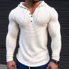 T-Shirts Et Debardeurs Pour Hommes LITB | Homme T Shirt Tee Chemise Gaufree T-Shirt Chemise A Manches Longues Plein Capuche Plein Air Vacances Manche Longue Vetement Tenue Mode Design Basique