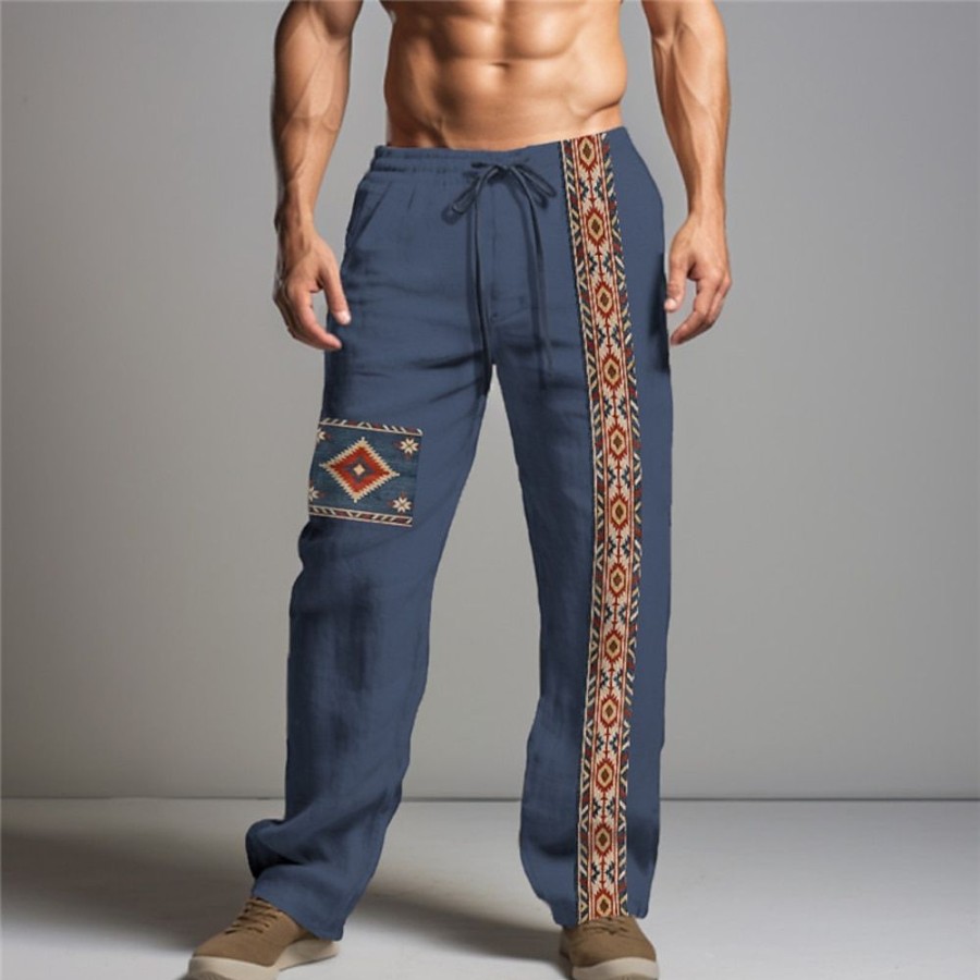 Bas Pour Hommes LITB | Tribal Impression Bandana Retro Vintage Homme Impression 3D Pantalon Exterieur Usage Quotidien Vetement De Rue Coton Lin S M L Taille Mediale Elasticite Pantalon