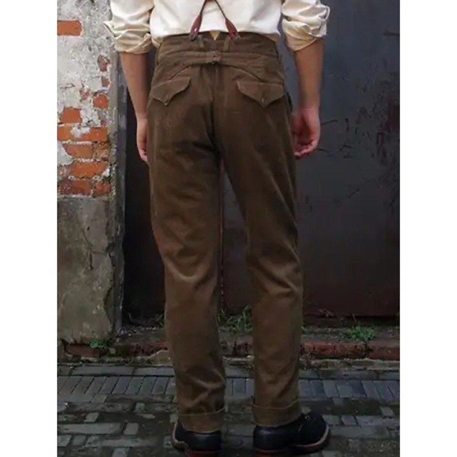 Bas Pour Hommes LITB | Homme Pantalon De Costume Pantalon En Velours Cotele Pantalon Pantalon De Costume Pantalon A Bretelles Poche Plein Confort Respirable Exterieur Du Quotidien Sortie Mode 1920S Cafe