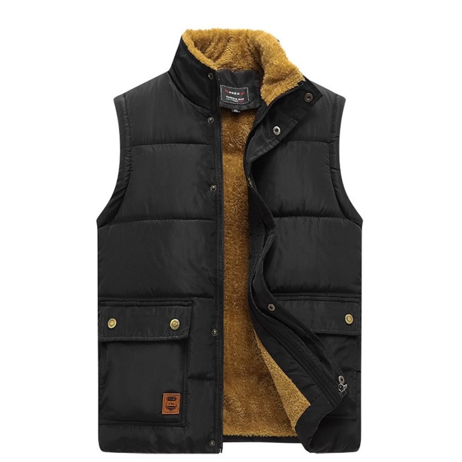 Vetements D'Exterieur Pour Hommes LITB | Homme Manteau D Hiver Gilet Matelasse Zippe Poche Polyester Exterieur Rendez-Vous Casual Quotidien Normal Mode Decontractees Doublure Polaire Chaud Hiver Plein Doudoune