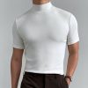 T-Shirts Et Debardeurs Pour Hommes LITB | Homme T Shirt Tee Chemise A Col Roule Plein Mao Plein Air Vacances Manche Courte Vetement Tenue Mode Decontractees Confortable