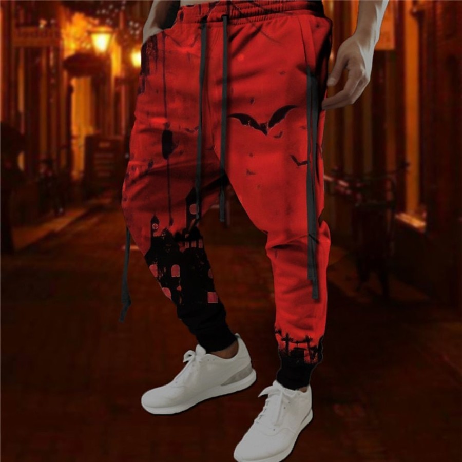 Bas Pour Hommes LITB | Chauve Souris Gothique Halloween Homme Impression 3D Joggings Pantalon Halloween Halloween Polyester S M L Taille Mediale Elasticite Pantalon