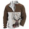 Sweats A Capuche Et Sweat-Shirts LITB | Graphic Animal Homme Du Quotidien 3D Effet Sweat Shirt Vacances Sortie Vetement De Rue Sweats Manche Longue Quarter Zip Imprimer Toison Automne Hiver Designer Sweat A Capuche