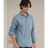 Boutique De Linge LITB | Homme Chemise Chemise Lin Imprimes Photos Ancre Col Exterieur Plein Air Manche Longue Imprimer Vetement Tenue Coton Lin 55% Lin Mode Vetement De Rue Design Decontractees