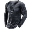 T-Shirts Et Debardeurs Pour Hommes LITB | Homme T Shirt Tee Chemise A Manches Longues Couleur Unie Col V Exterieur Plein Air Manche Longue Lacet Vetement Tenue Mode Vetement De Rue Design Basique