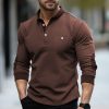 T-Shirts Et Debardeurs Pour Hommes LITB | Homme T Shirt Tee Chemise Henley Shirt T-Shirt Chemise A Manches Longues Bloc De Couleur Henley Plein Air Vacances Manche Longue Patchwork Vetement Tenue Mode Design Basique