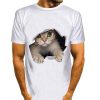 T-Shirts Et Debardeurs Pour Hommes LITB | Chat Dans Le Trou Chemise Graphique Pour Hommes 3D Colore Ete Coton T-Shirt Imprimes D Animaux Col Rond Grande Taille Decontracte Quotidien T-Shirt Court