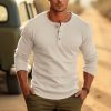 T-Shirts Et Debardeurs Pour Hommes LITB | Homme T Shirt Tee Chemise Henley Shirt T-Shirt Chemise A Manches Longues Plein Henley Plein Air Vacances Manche Longue Vetement Tenue Mode Design Basique