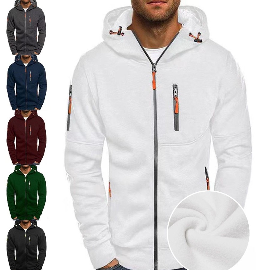 Sweats A Capuche Et Sweat-Shirts LITB | Homme Sweat A Capuche Zippe Veste Sweat A Capuche En Molleton Capuche Couleur Unie Zippe Casual Frais Decontractees Grand Et Grand Hiver Printemps & Automne