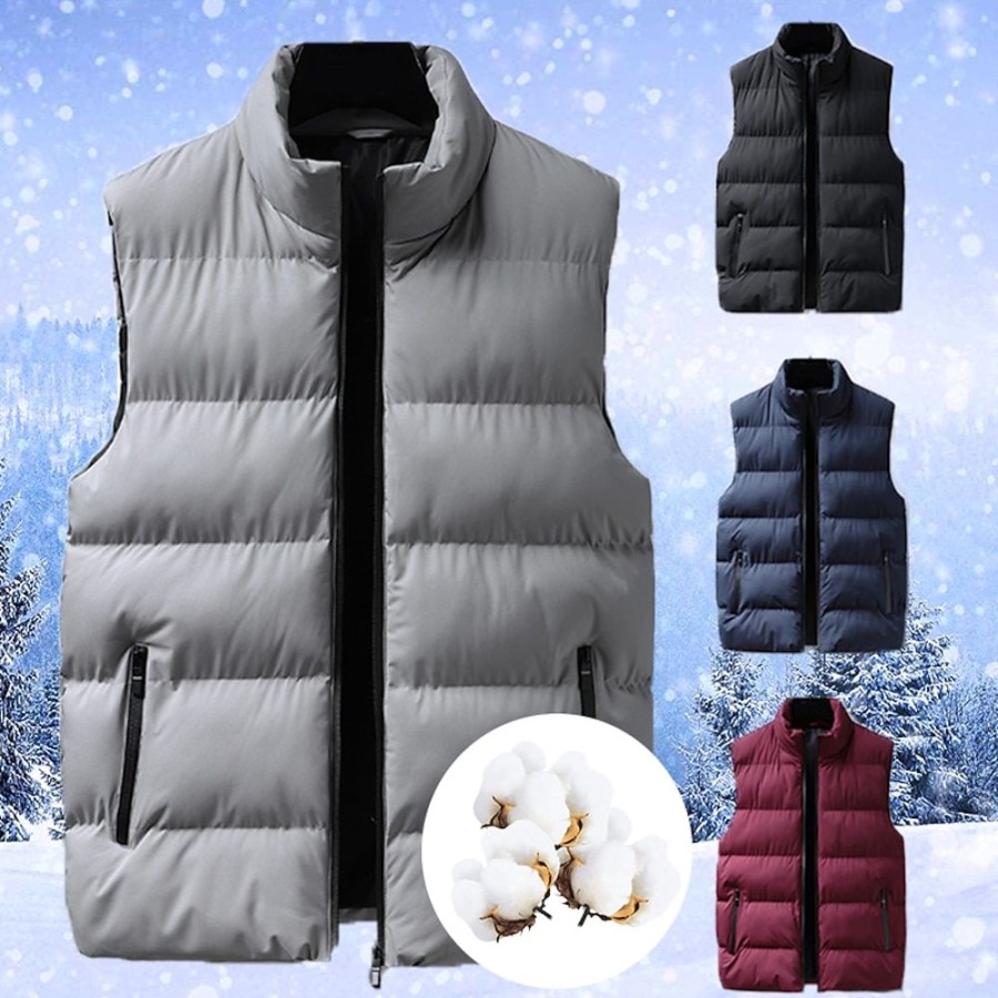 Vetements D'Exterieur Pour Hommes LITB | Homme Gilet Matelasse Veste D Hiver Manteau D Hiver Coupe Vent Chaud Casual Camping Et Randonnee Couleur Unie / Unie Vetements D Exterieur Vetement Tenue