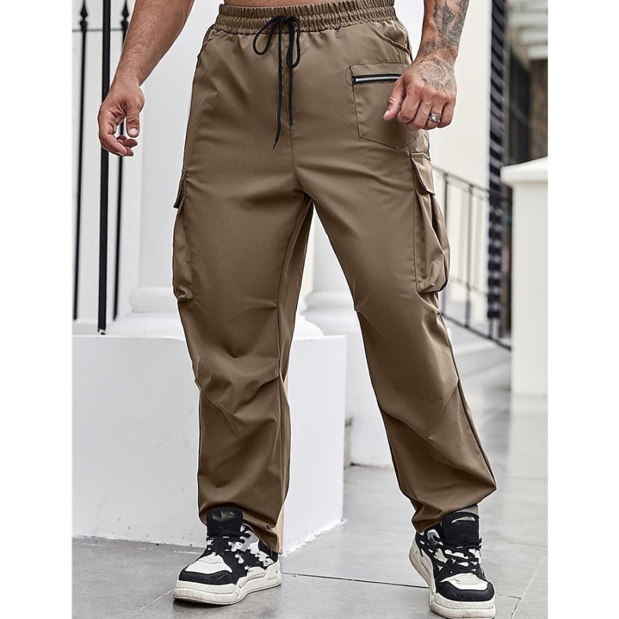 Bas Pour Hommes LITB | Homme Pantalon Cargo Pantalon Cargo Cordon Taille Elastique Multi Poche Plein Confort Vestimentaire Casual Du Quotidien Vacances Sportif Grand Et Grand