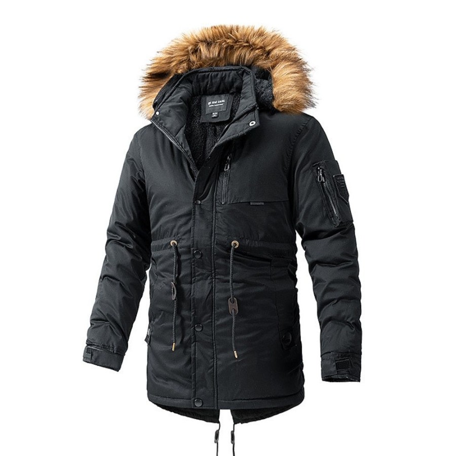 Vetements D'Exterieur Pour Hommes LITB | Homme Manteau D Hiver Veste D Hiver Doudoune Zippe Poche Toison Polyester Poche Exterieur Rendez-Vous Casual Quotidien Normal Mode Decontractees Habits De Travail Coupe Vent Chaud Hiver Plein