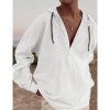 Chemises Pour Hommes LITB | Homme Chemise Chemise Decontractee Manche Longue Plein Capuche Du Quotidien Vacances Poche Avant Vetement Tenue Mode Decontractees Confortable