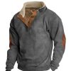 Sweats A Capuche Et Sweat-Shirts LITB | Homme Sweat Shirt Col Mao Bloc De Couleur Patchwork Sport & Loisir Du Quotidien Vacances Basique Decontractees Polaire Fine Automne Hiver Vetement Tenue Pulls Capuche Pulls Molletonnes Gris