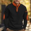 Sweats A Capuche Et Sweat-Shirts LITB | Homme Sweat Shirt Sweat Zippe Fonce Col Mao Bloc De Couleur Sport & Loisir Du Quotidien Vacances Vetement De Rue Basique Decontractees Printemps & Automne Vetement Tenue Pulls Capuche