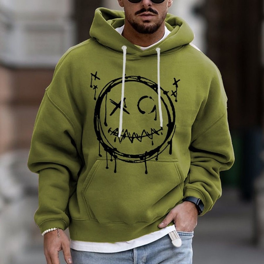 Sweats A Capuche Et Sweat-Shirts LITB | Sourire Visage Homme Pull A Capuche Sweat Rose A Capuche Dessin Anime Imprimes Graphiques Imprimer Quotidien Sport Impression 3D Streetwear Designer Basique Decontracte Automne