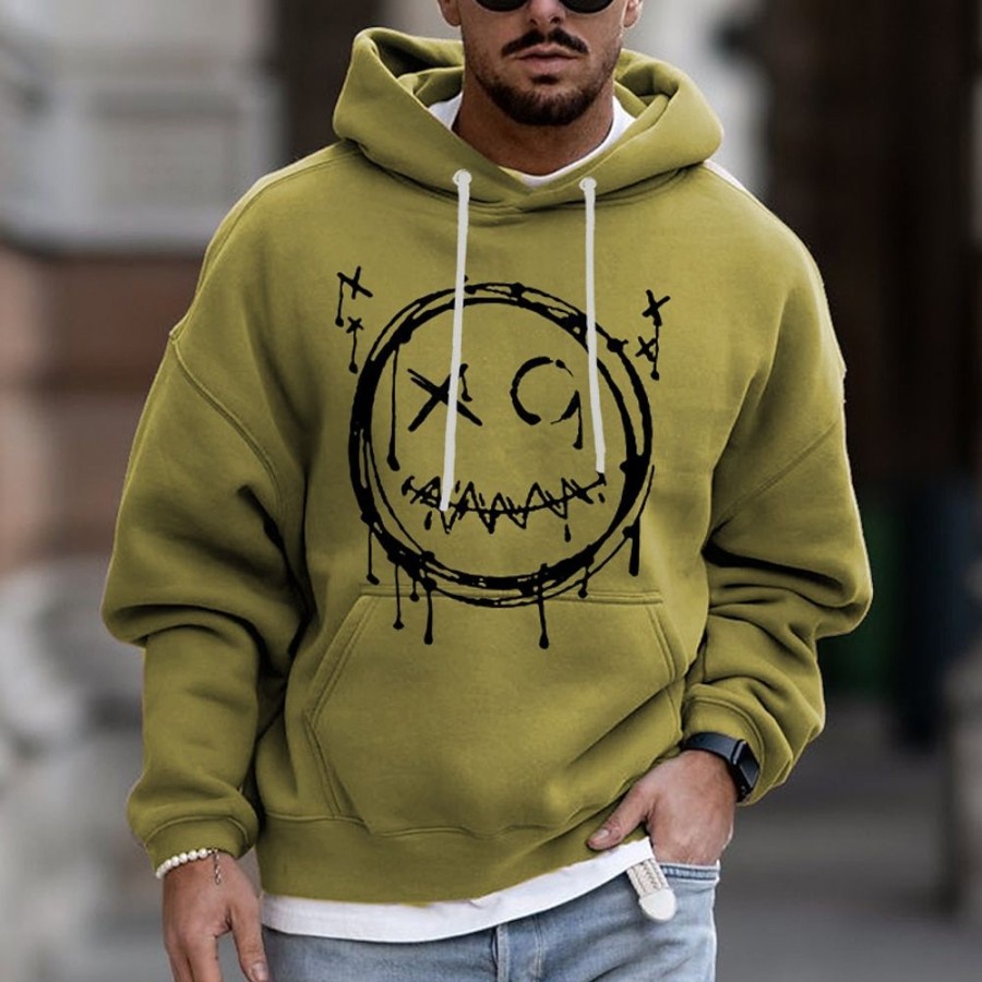 Sweats A Capuche Et Sweat-Shirts LITB | Sourire Visage Homme Pull A Capuche Sweat Rose A Capuche Dessin Anime Imprimes Graphiques Imprimer Quotidien Sport Impression 3D Streetwear Designer Basique Decontracte Automne