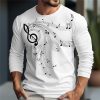 T-Shirts Et Debardeurs Pour Hommes LITB | Notes De Musique Design Decontractees Homme 3D Effet T Shirt Tee T-Shirt Graphique Exterieur Du Quotidien Vacances T-Shirt Manche Longue Col Ras Du Cou Chemise Printemps & Automne