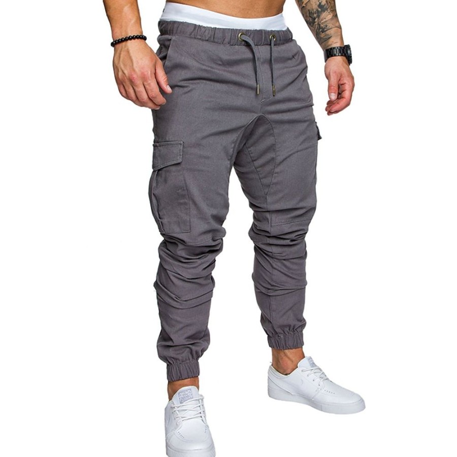 Bas Pour Hommes LITB | Homme Pantalon Plusieurs Poches Cargaison Casual Non Elastique Coton Exterieur Des Sports Couleur Unie Taille Mediale S M L