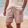 Bas Pour Hommes LITB | Homme Short Short D Ete Short De Plage Imprimer Cordon Taille Elastique Rose Confort Respirable Court Exterieur Vacances Sortie Melange De Coton Hawaien Decontractees