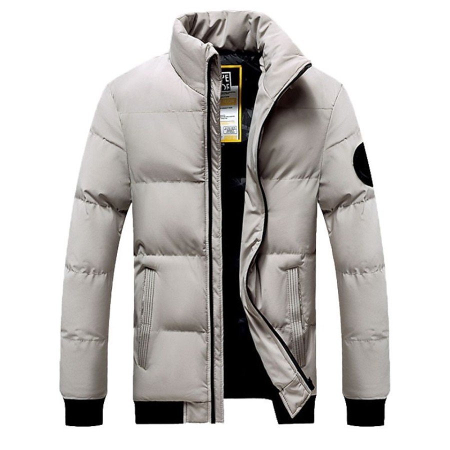 Vetements D'Exterieur Pour Hommes LITB | Homme Manteau D Hiver Veste D Hiver Doudoune Veste Matelassee Poche Poche Zippee Sortie Casual Quotidien Randonnee Coupe Vent Chaud Hiver Couleur Monochrome Doudoune