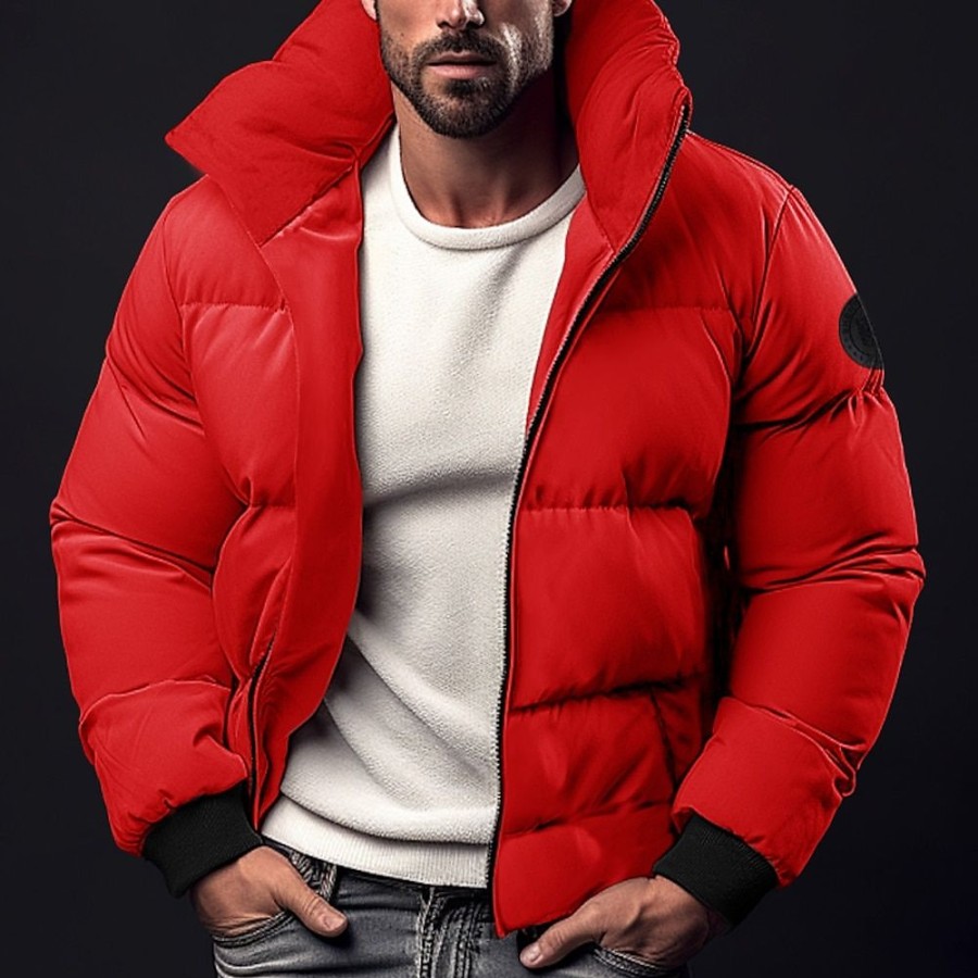 Vetements D'Exterieur Pour Hommes LITB | Homme Manteau D Hiver Veste D Hiver Doudoune Zippe Poche Polyester Poche Bureau Et Carriere Rendez-Vous Casual Quotidien Normal Garder Au Chaud Chaud Coupe Vent Exterieur Hiver Couleur Unie / Unie