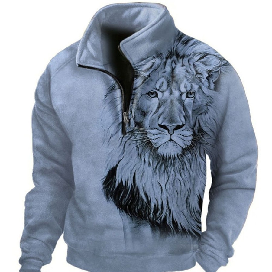 Sweats A Capuche Et Sweat-Shirts LITB | Animal Lion Homme Du Quotidien 3D Effet Sweat Shirt Vacances Sortie Vetement De Rue Sweats Manche Longue Mao Imprimer Toison Printemps & Automne Designer Sweat A Capuche