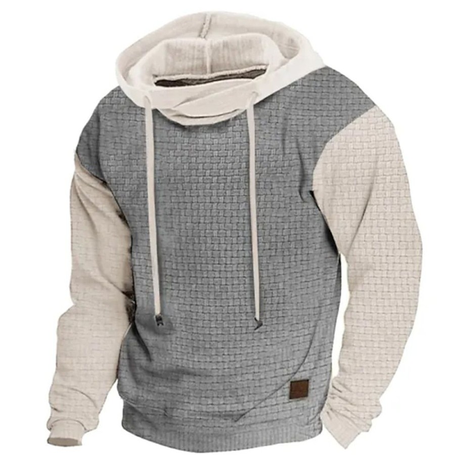 Sweats A Capuche Et Sweat-Shirts LITB | Homme Sweat A Capuche Capuche Bloc De Couleur Patchwork Sport & Loisir Du Quotidien Vacances Vetement De Rue Frais Decontractees Printemps & Automne Vetement Tenue Pulls Capuche Pulls Molletonnes Gris