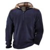 Sweats A Capuche Et Sweat-Shirts LITB | Homme Sweat Shirt Sweat-Shirt Quart De Fermeture Eclair Demi Fermeture Eclair Plein Patchwork Sport & Loisir Du Quotidien Vacances Velours Cotele Vetement De Rue Basique Decontractees Bleu Marine