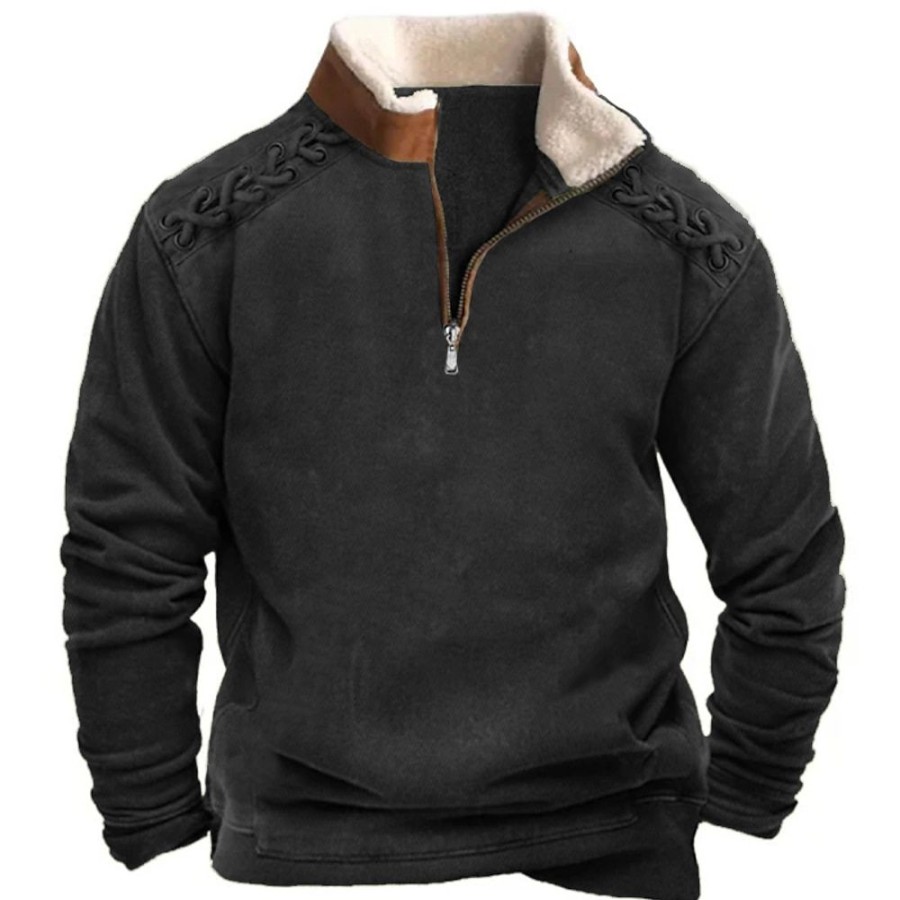 Sweats A Capuche Et Sweat-Shirts LITB | Homme Sweat Shirt Sweat Zippe Laine Polaire Tactique Col Mao Plein Sport & Loisir Du Quotidien Vacances Vetement De Rue Basique Decontractees Printemps & Automne