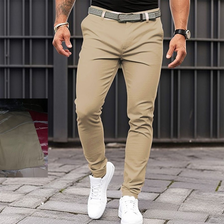 Bas Pour Hommes LITB | Homme Pantalon Chino Pantalon Ete Pantalons Decontractes Poche Avant Plein Confort Respirable Casual Du Quotidien Vacances Mode Basique