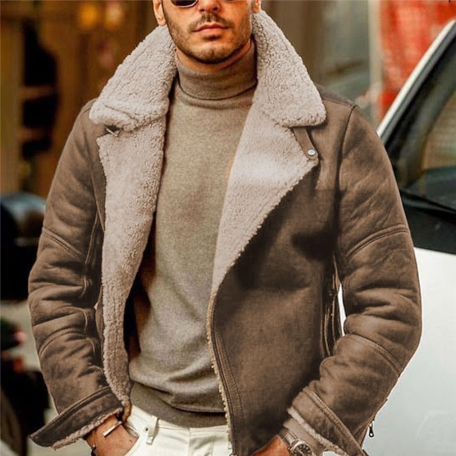 Vetements D'Exterieur Pour Hommes LITB | Homme Manteau D Hiver Veste Polaire Veste Decontractee Exterieur Usage Quotidien Coupe Vent Chaud Hiver Plein Retro Vintage Vetement De Rue Revers Normal Veste