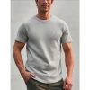 T-Shirts Et Debardeurs Pour Hommes LITB | Homme T Shirt Tee T-Shirt En Tricot Gaufre T-Shirt Plein Col Ras Du Cou Plein Air Vacances Manches Courtes Vetement Tenue Mode Design Basique