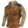 T-Shirts Et Debardeurs Pour Hommes LITB | Homme T Shirt Tee Demi-Chemise Zippee T-Shirt Chemise A Manches Longues Bloc De Couleur Quarter Zip Plein Air Vacances Manche Longue Patchwork Vetement Tenue Mode Design Basique Marron