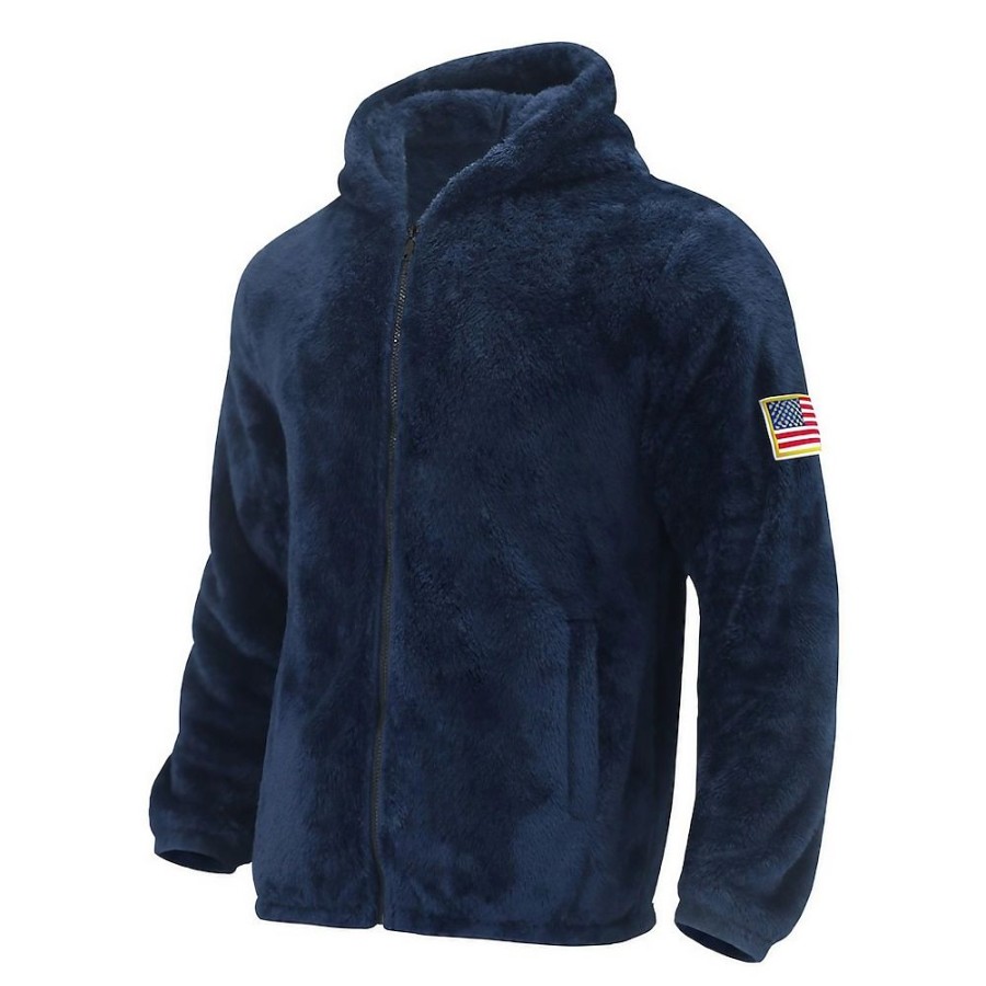 Sweats A Capuche Et Sweat-Shirts LITB | Homme Sweat A Capuche Sweat A Capuche Zippe Sherpa Flou Capuche Plein Drapeau National Sport & Loisir Du Quotidien Vacances Vetement De Rue Frais Decontractees Automne Hiver