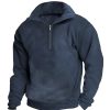 Sweats A Capuche Et Sweat-Shirts LITB | Homme Sweat Shirt Col Mao Plein Patchwork Poche Sport & Loisir Du Quotidien Vacances Vetement De Rue Basique Decontractees Printemps & Automne Vetement Tenue Pulls Capuche Pulls Bleu Marine