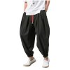 Bas Pour Hommes LITB | Pantalon En Lin Sarouel Pour Hommes Pantalon De Yoga Grande Taille Pantalon Long En Coton De Qualite Superieure Decontracte Taille Elastique Cordon Hippie Pantalon De Plage