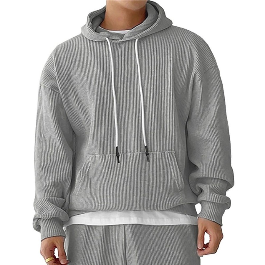 Sweats A Capuche Et Sweat-Shirts LITB | Homme Sweat A Capuche Capuche Plein Poche Sport & Loisir Du Quotidien Vacances Velours Cotele Vetement De Rue Frais Decontractees Printemps & Automne Vetement Tenue Pulls Capuche