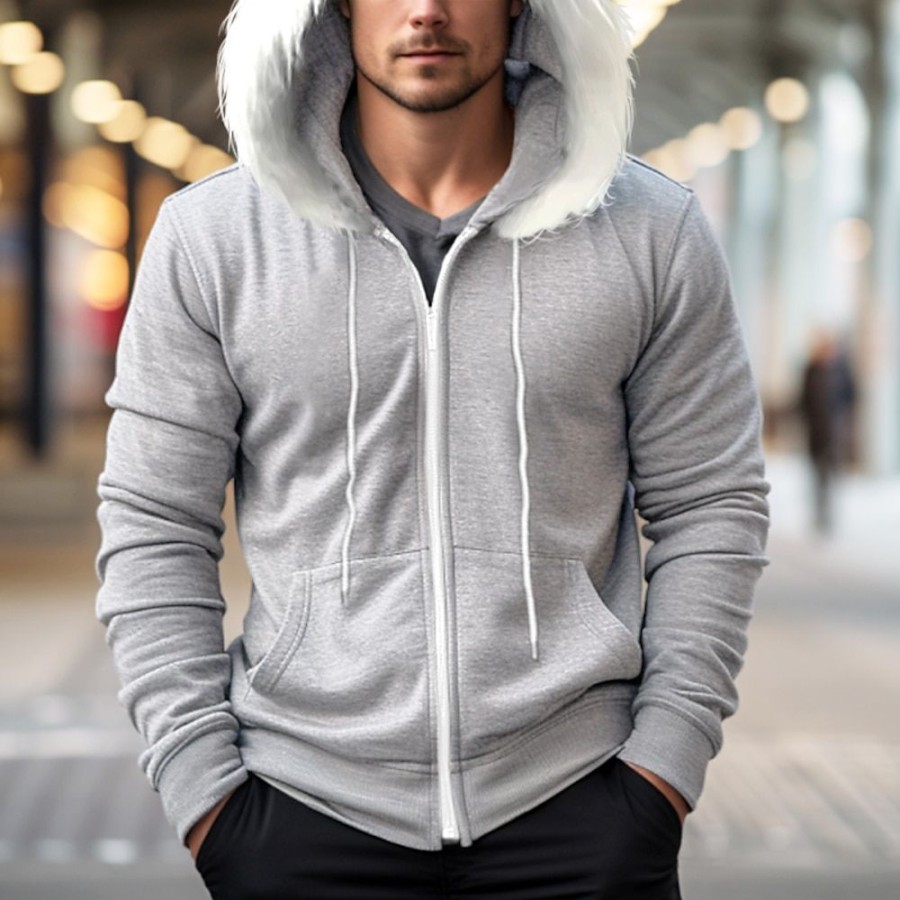 Sweats A Capuche Et Sweat-Shirts LITB | Homme Sweat A Capuche Sweat A Capuche Zippe Pardessus Capuche Plein Sport & Loisir Du Quotidien Vacances Vetement De Rue Frais Decontractees Automne Hiver Vetement Tenue Pulls Capuche