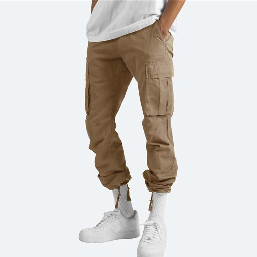 Bas Pour Hommes LITB | Homme Pantalon Cargo Pantalon Multi Poche Jambe Droite Couleur Unie Confort Respirable Casual Du Quotidien Mode Vetement De Rue Claire